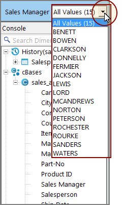 Sales Manager QuickView list.